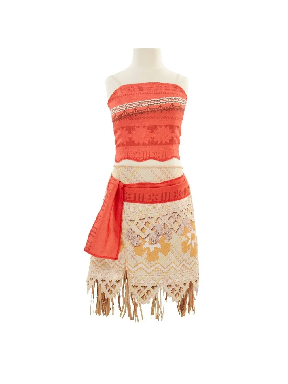 Moana Coral and Cream Patterned Girls' Two-Piece Costume Dress Set